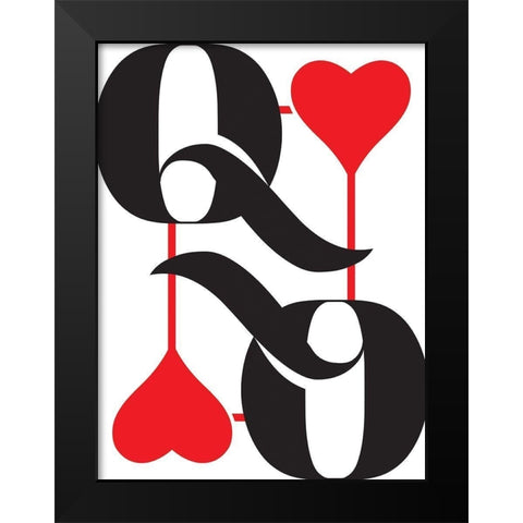 Queen Of Hearts Black Modern Wood Framed Art Print by Villa, Mlli