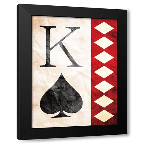 King Of Spades Black Modern Wood Framed Art Print by Villa, Mlli
