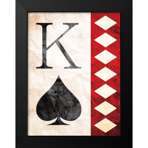 King Of Spades Black Modern Wood Framed Art Print by Villa, Mlli