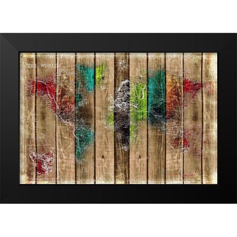 Colorful World Black Modern Wood Framed Art Print by Villa, Mlli