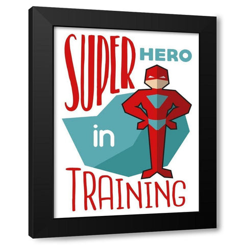 Super Hero Black Modern Wood Framed Art Print with Double Matting by Villa, Milli