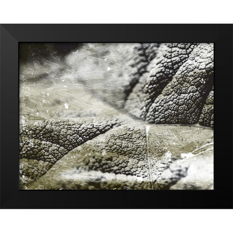 Charcoal Leaves Black Modern Wood Framed Art Print by Villa, Mlli
