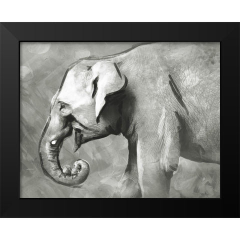 Charcoal Elephant Black Modern Wood Framed Art Print by Villa, Mlli