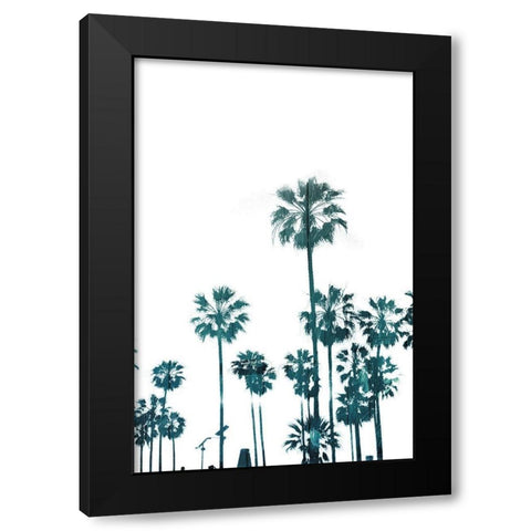 Palms in Teals Black Modern Wood Framed Art Print by Villa, Mlli