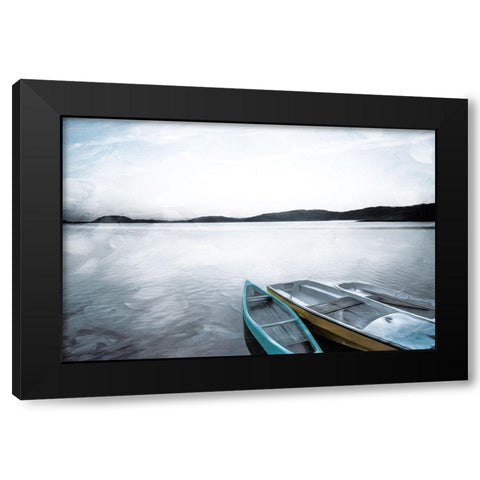 Three Boats Black Modern Wood Framed Art Print by Villa, Mlli