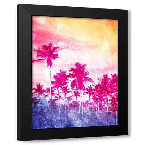 Beach Palm Out Brights Black Modern Wood Framed Art Print with Double Matting by Villa, Mlli