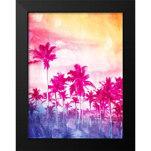 Beach Palm Out Brights Black Modern Wood Framed Art Print by Villa, Mlli