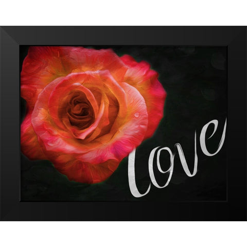 Love Flower Black Modern Wood Framed Art Print by Villa, Mlli