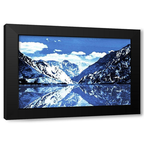 Blue Mountain Black Modern Wood Framed Art Print with Double Matting by Villa, Mlli