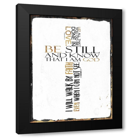 Quoted Cross Black Modern Wood Framed Art Print with Double Matting by Villa, Mlli