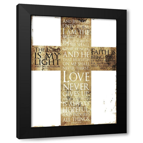 Text Gold Cross Black Modern Wood Framed Art Print by Villa, Mlli