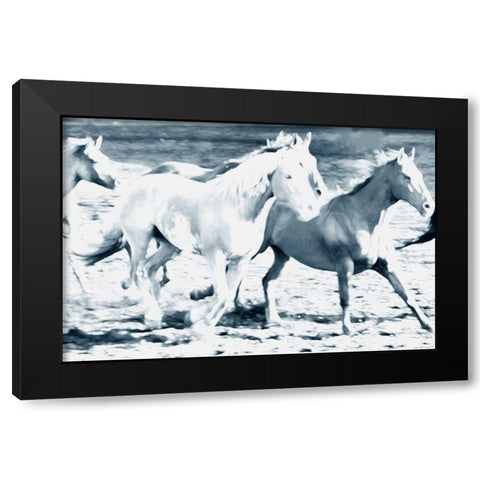 Running With The Crowd Black Modern Wood Framed Art Print by Villa, Mlli