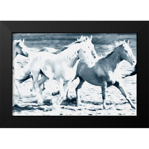 Running With The Crowd Black Modern Wood Framed Art Print by Villa, Mlli