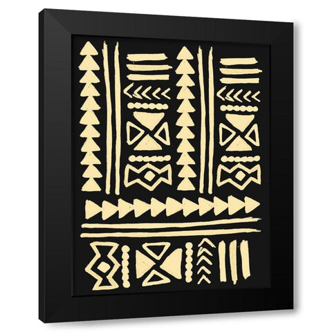 Wooden Tribal Cream Black Modern Wood Framed Art Print by Villa, Mlli