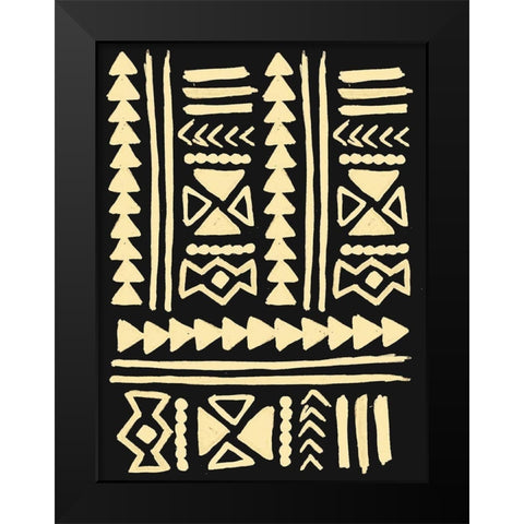 Wooden Tribal Cream Black Modern Wood Framed Art Print by Villa, Mlli