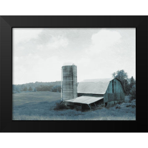 Blue Barn Black Modern Wood Framed Art Print by Villa, Mlli