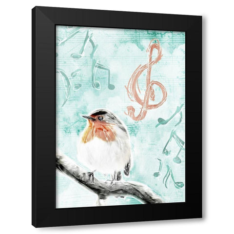 Music Bird Mate Black Modern Wood Framed Art Print with Double Matting by Villa, Mlli