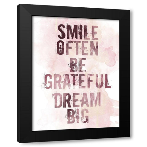 Smile Blush Black Modern Wood Framed Art Print by Villa, Mlli