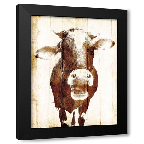 Aaahh Cow Black Modern Wood Framed Art Print with Double Matting by Villa, Mlli