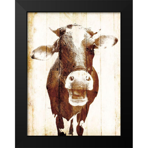 Aaahh Cow Black Modern Wood Framed Art Print by Villa, Mlli