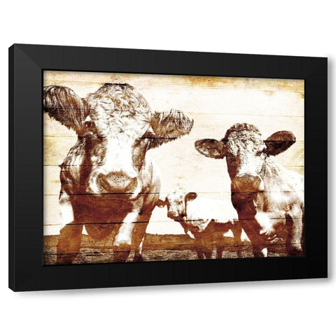 Cow Posse Black Modern Wood Framed Art Print with Double Matting by Villa, Mlli