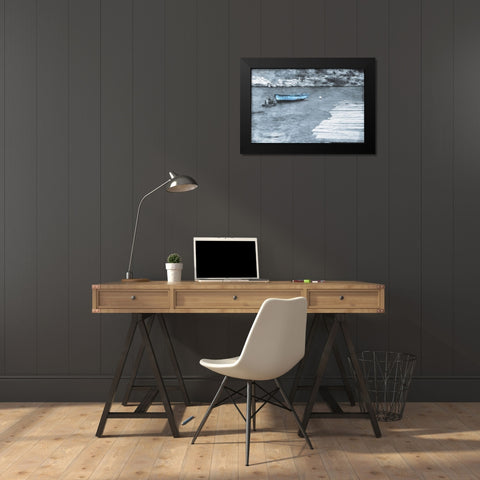 Blue Rest At Sea Black Modern Wood Framed Art Print by Villa, Mlli