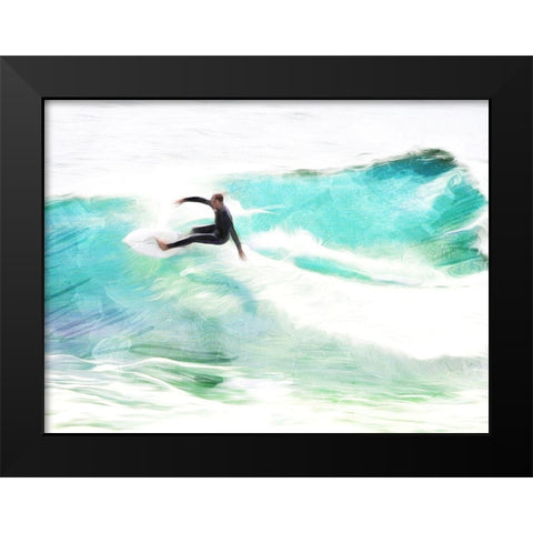 Riding The Wave Black Modern Wood Framed Art Print by Villa, Mlli