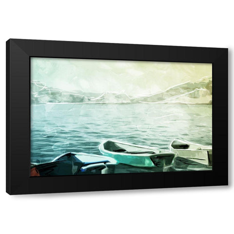 Boats in the Water Black Modern Wood Framed Art Print with Double Matting by Villa, Mlli