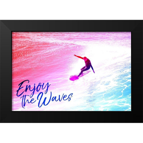Enjoy the Waves Black Modern Wood Framed Art Print by Villa, Mlli