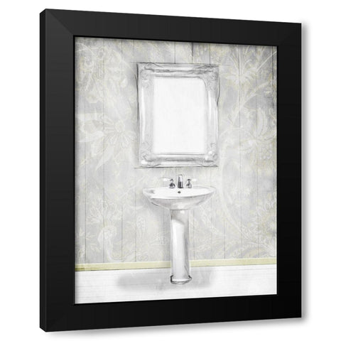 Gray Floral Sink Black Modern Wood Framed Art Print with Double Matting by Villa, Mlli