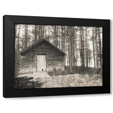 Cabin In The Woods Black Modern Wood Framed Art Print by Villa, Mlli
