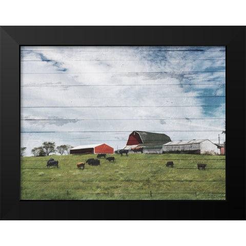 Farmhouse On The Hill Black Modern Wood Framed Art Print by Villa, Mlli