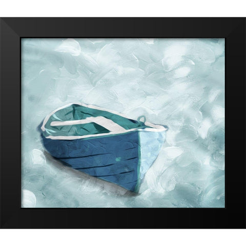 Lonely Boat Black Modern Wood Framed Art Print by Villa, Mlli