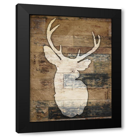 Look At Me Deer Black Modern Wood Framed Art Print by Villa, Mlli