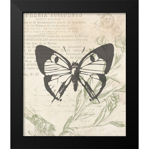 Lightened Vintage Insects Two Black Modern Wood Framed Art Print by Villa, Mlli