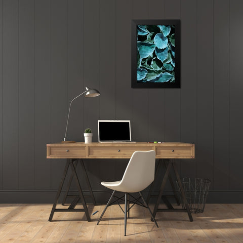 TealMuli Leaves Black Modern Wood Framed Art Print by Villa, Milli
