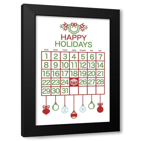 Happy Holidays Colors Black Modern Wood Framed Art Print by Villa, Mlli