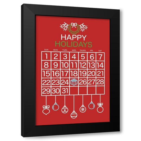 Happy Holidays Red Black Modern Wood Framed Art Print with Double Matting by Villa, Mlli