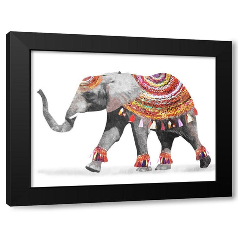 Dressed Elephant Black Modern Wood Framed Art Print with Double Matting by Villa, Mlli