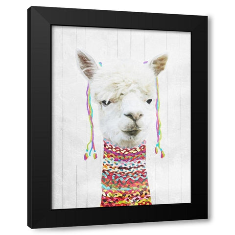 Dressed Llama Black Modern Wood Framed Art Print with Double Matting by Villa, Mlli