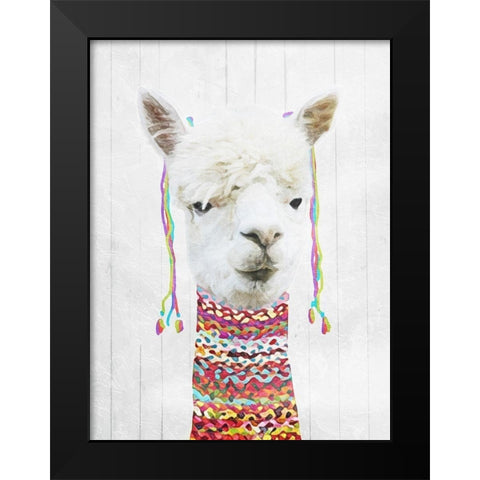 Dressed Llama Black Modern Wood Framed Art Print by Villa, Mlli