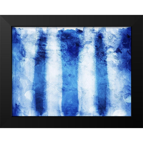Blue Stripes Black Modern Wood Framed Art Print by Villa, Mlli