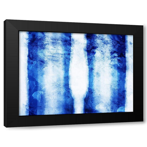 Blue Stripes Mate Black Modern Wood Framed Art Print by Villa, Mlli