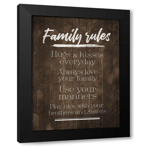 Family Rules Wood Tone Black Modern Wood Framed Art Print by Villa, Mlli