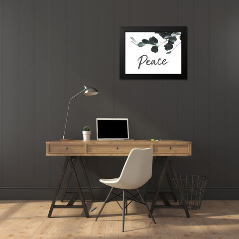 Peace Leaves Black Modern Wood Framed Art Print by Villa, Mlli