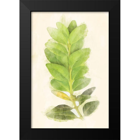 Green Leaves Black Modern Wood Framed Art Print by Villa, Mlli