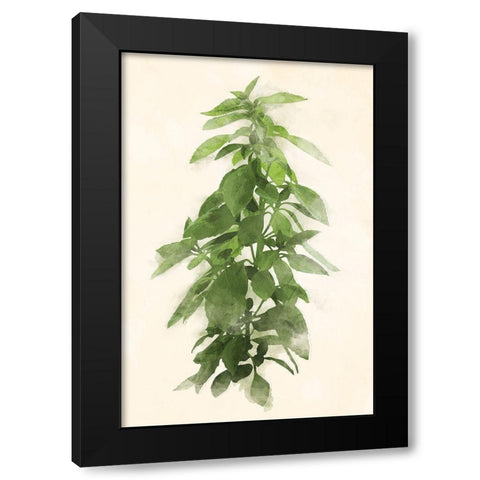 Green Leaves Mate Black Modern Wood Framed Art Print by Villa, Mlli