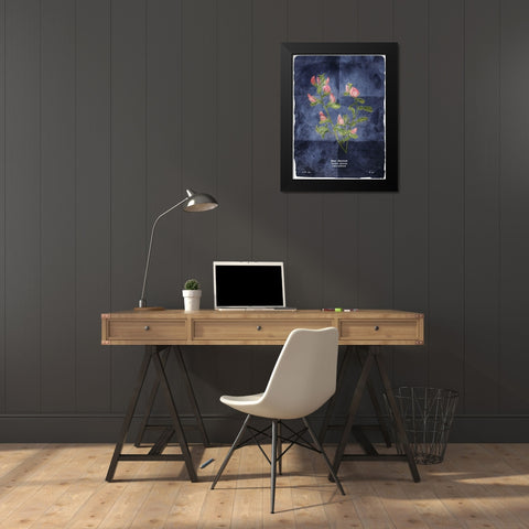 Flower Page Blue Black Modern Wood Framed Art Print by Villa, Mlli