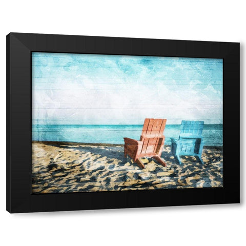 Relaxing At The Beach Black Modern Wood Framed Art Print with Double Matting by Villa, Mlli
