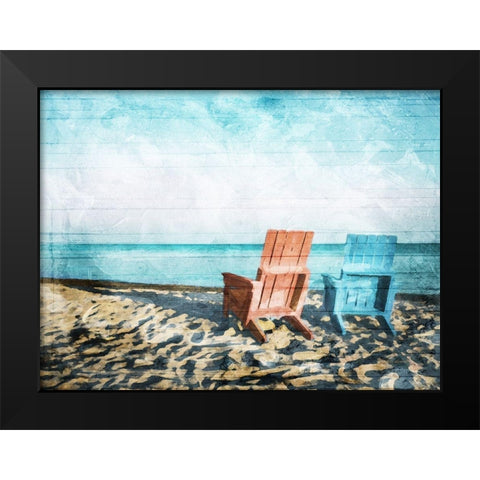 Relaxing At The Beach Black Modern Wood Framed Art Print by Villa, Mlli